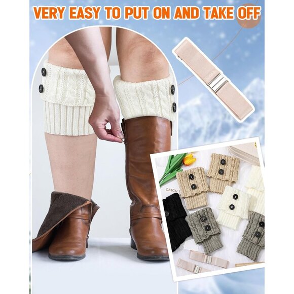 Women’s Extra Wide Calf Boot Cuffs Leg Warmers Plus Size Winter Socks - Picture 5 of 6